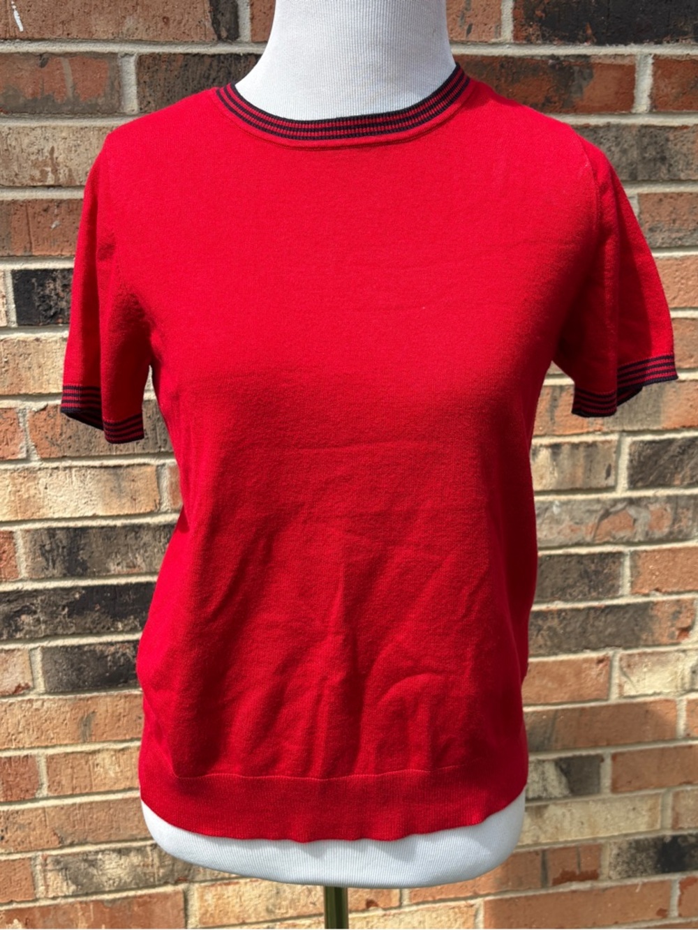 Nautica Jeans Red Short-Sleeve Crew Neck Sweater